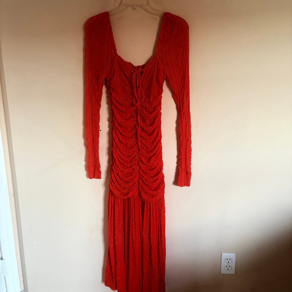 Ganni Orange Ruched stretch-cloqué midi dress size 36 US 4 $475 - Picture 11 of 16